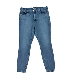 Good American Womens Good Skinny Legs Crop Jeans Denim Light Wash Blue Size 18